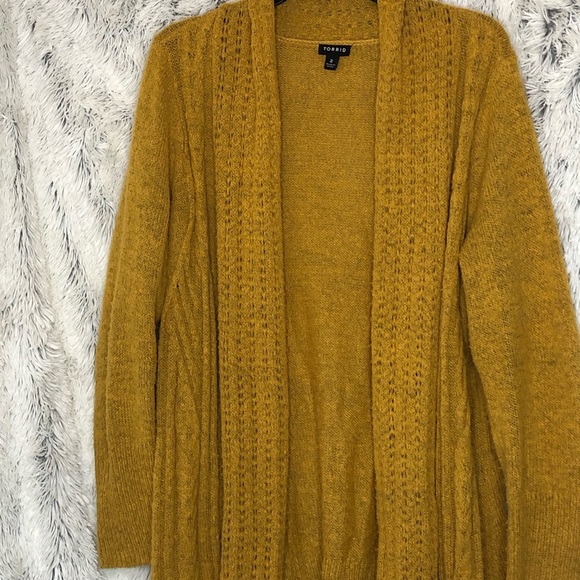 torrid Sweaters - Long Mustard Torrid Cardigan